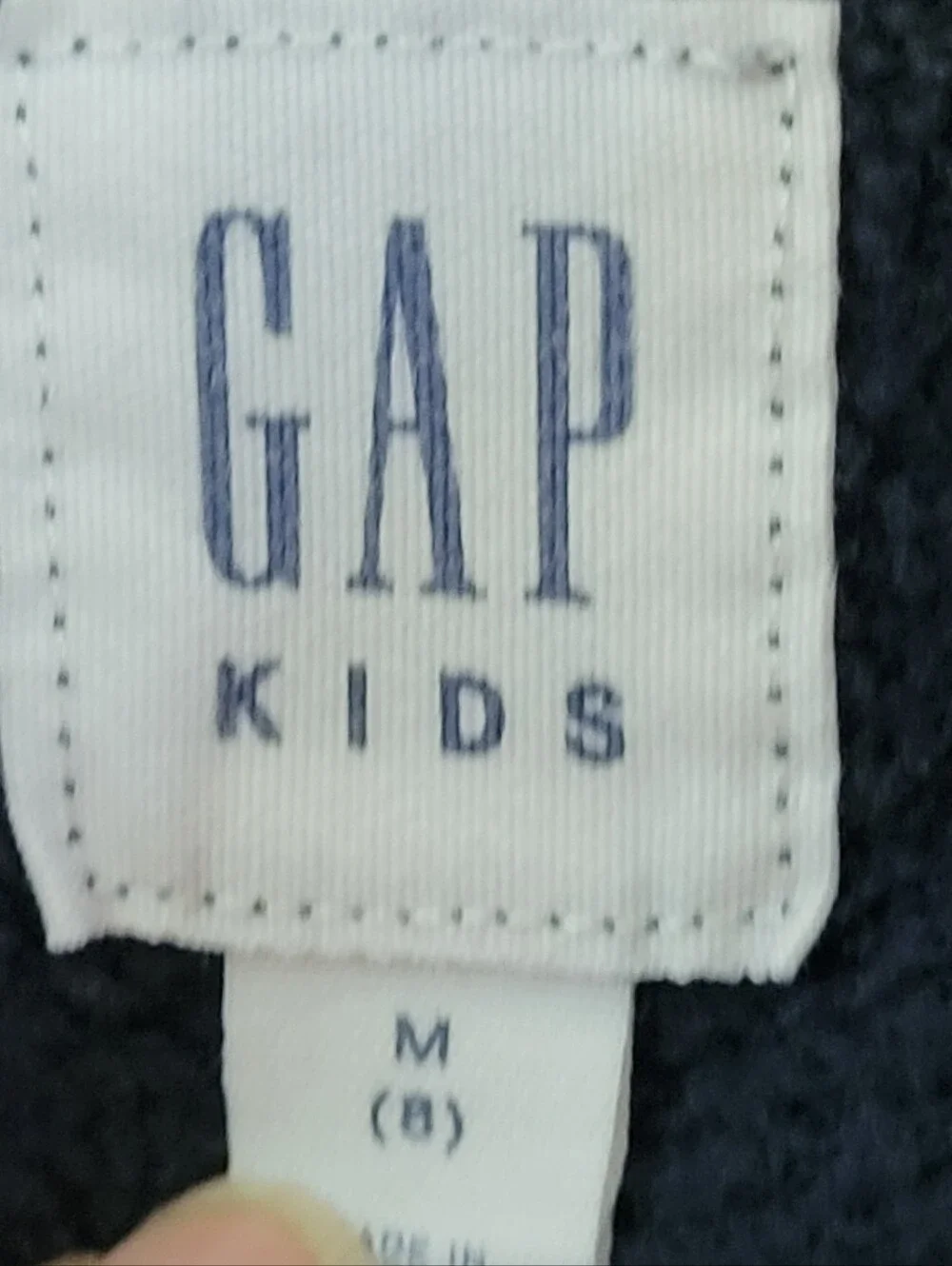 GAP Kids Unisex Navy Pullover Hoodie w/ Arch Logo - Size M (8-9)